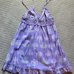 Purple Sleeveless Dress with White Pattern. Adjustable straps.